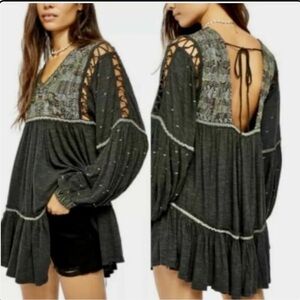 Free People Embroidered Tunic Blouse